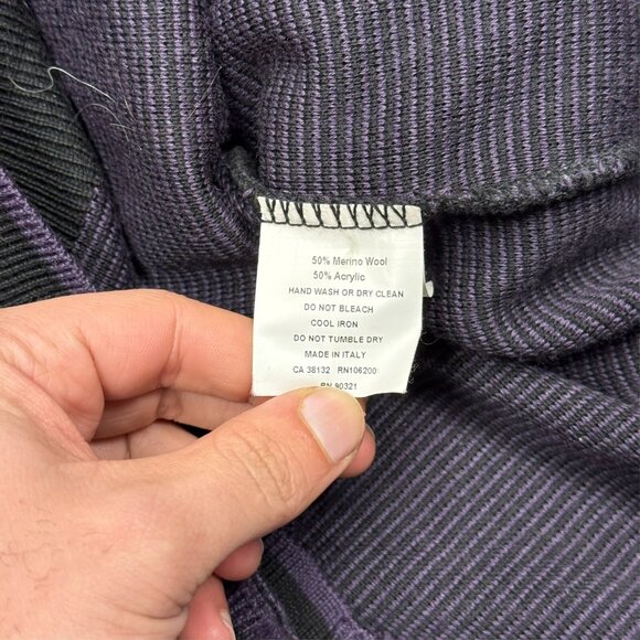 Vintage Serica Merino Wool Knit Sweater 1/4 Zip Made in Italy Purple XL - Picture 8 of 9